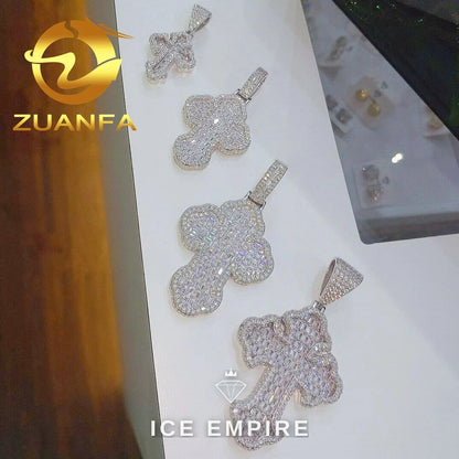 Iced Out Cross Rose Gold Plated Moissanite Pendant