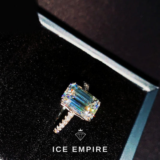 Iced Out Baguette 925 Silver Moissanite Engagement Ring