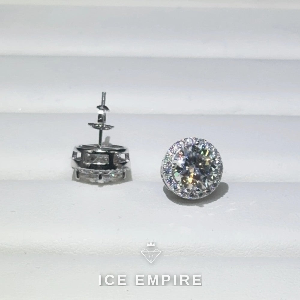 Iced Out 925 Silver Moissanite Stud Earrings