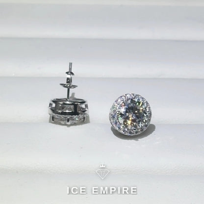 Iced Out 925 Silver Moissanite Stud Earrings