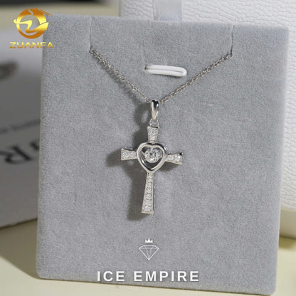 Iced Out Cross Rose Gold Plated Moissanite Cuban Chain