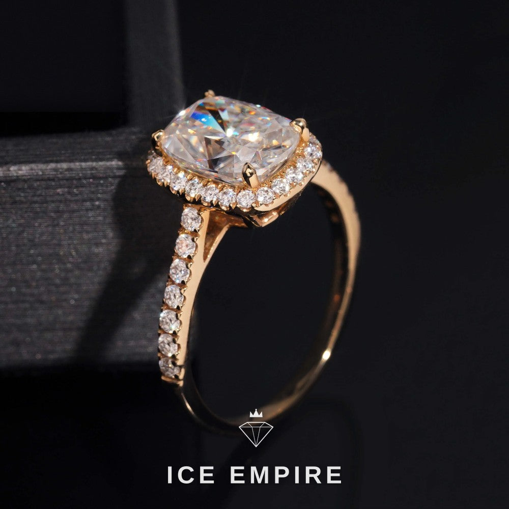 Iced Out 14K Gold Moissanite Wedding Band