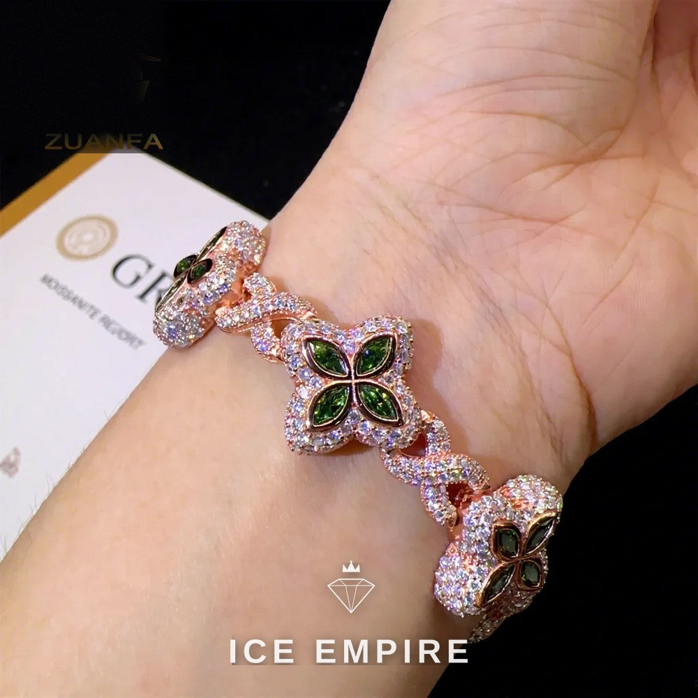 Iced Out 925 Silver Moissanite Cuban Chain
