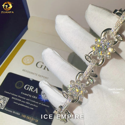 Iced Out 925 Silver Moissanite Cuban Chain