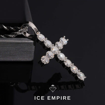 Iced Out Cross 925 Silver Lab Grown Diamond Pendant