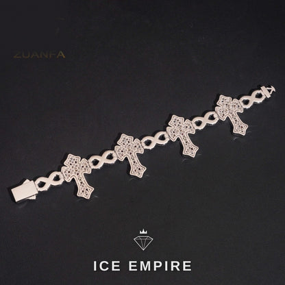 Iced Out Cross 925 Silver Moissanite Cuban Chain