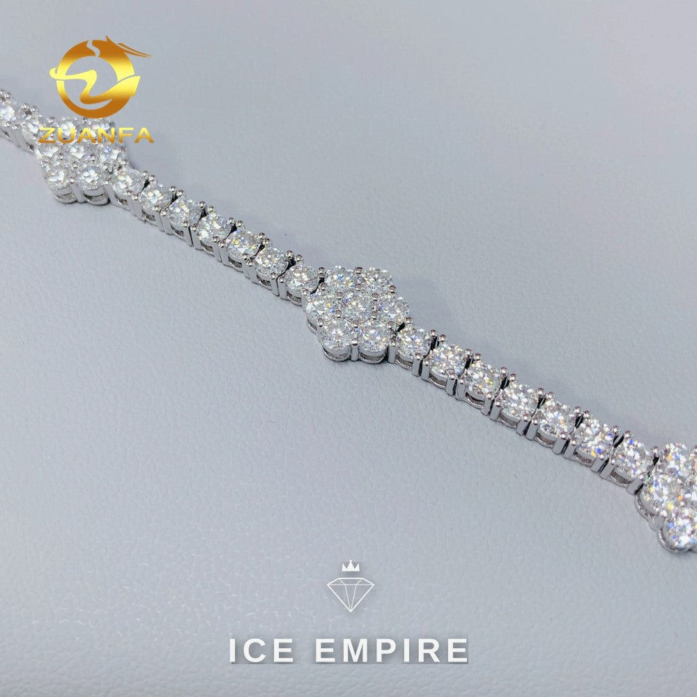 Iced Out Cluster Rose Gold Plated Moissanite Cuban Chain
