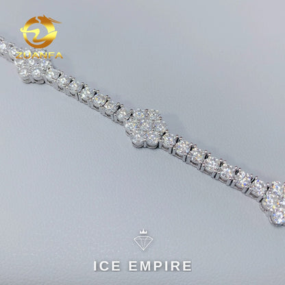 Iced Out Cluster Rose Gold Plated Moissanite Cuban Chain