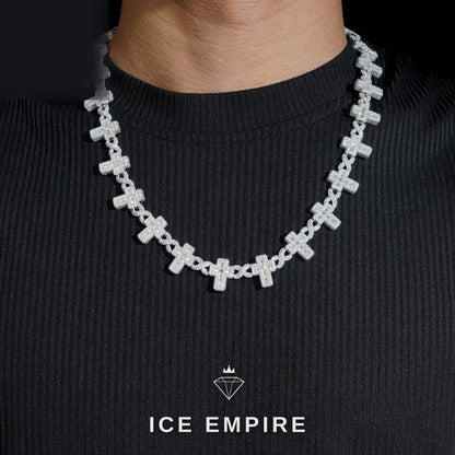 Iced Out Cross Rose Gold Plated Moissanite Cuban Chain
