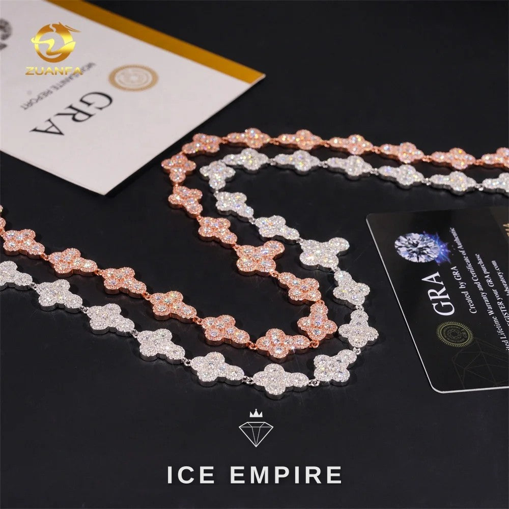 Iced Out Cross Rose Gold Plated Moissanite Cuban Chain
