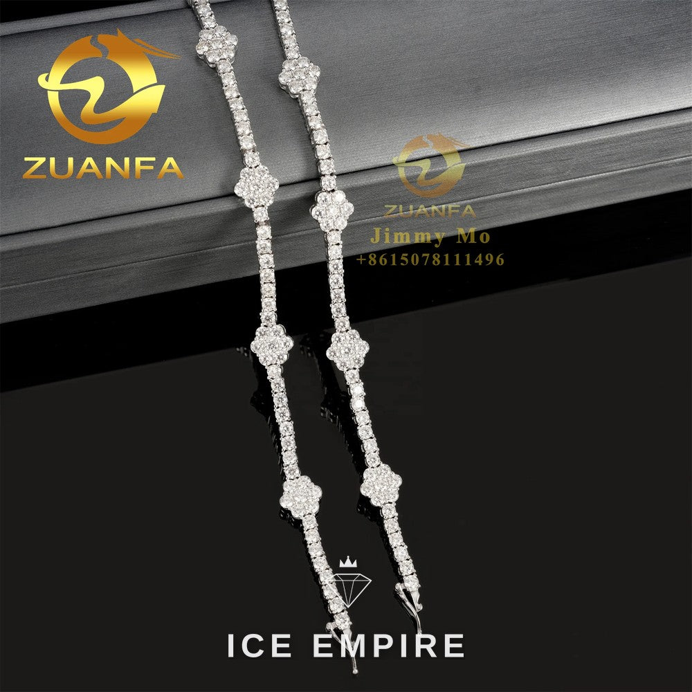 Iced Out 925 Silver Moissanite Tennis Chain