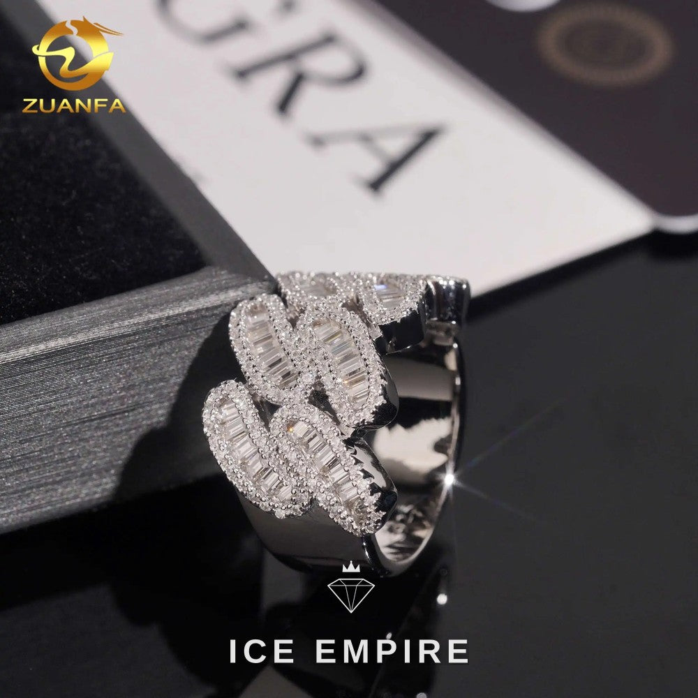 Iced Out Baguette 925 Silver Moissanite Ring