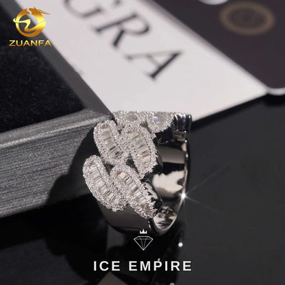 Iced Out Baguette 925 Silver Moissanite Ring