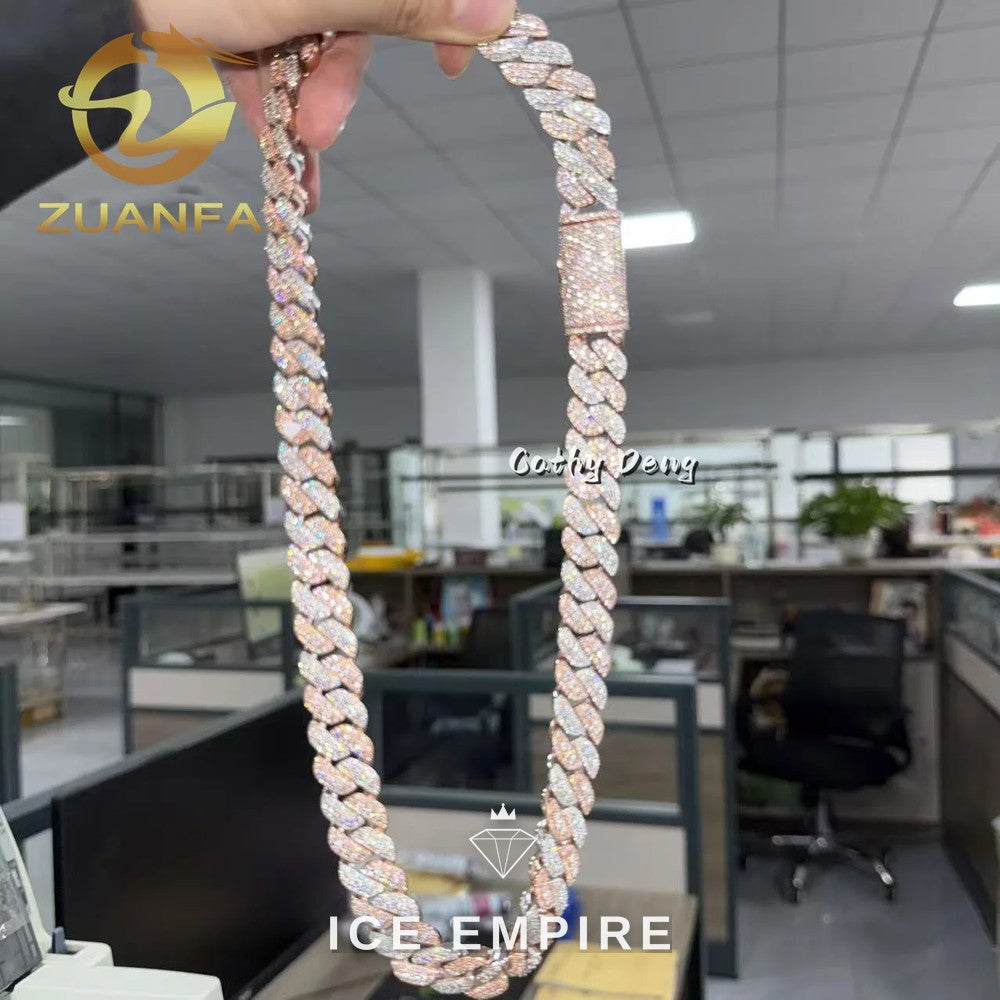Iced Out Rose Gold Plated Moissanite Cuban Chain