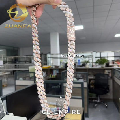 Iced Out Rose Gold Plated Moissanite Cuban Chain