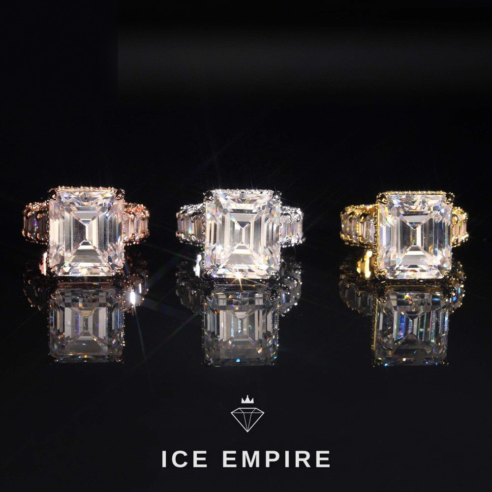 Iced Out Rose Gold Plated Moissanite Engagement Ring