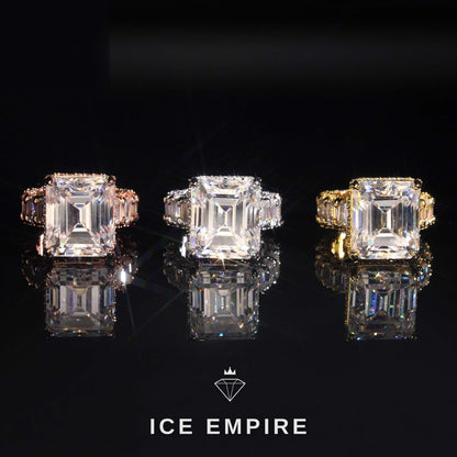 Iced Out Rose Gold Plated Moissanite Engagement Ring