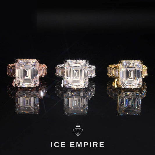 Iced Out Rose Gold Plated Moissanite Engagement Ring