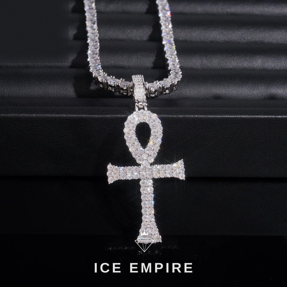 Iced Out Cross Gold Plated Lab Grown Diamond Pendant