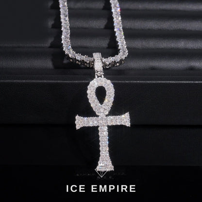 Iced Out Cross Gold Plated Lab Grown Diamond Pendant
