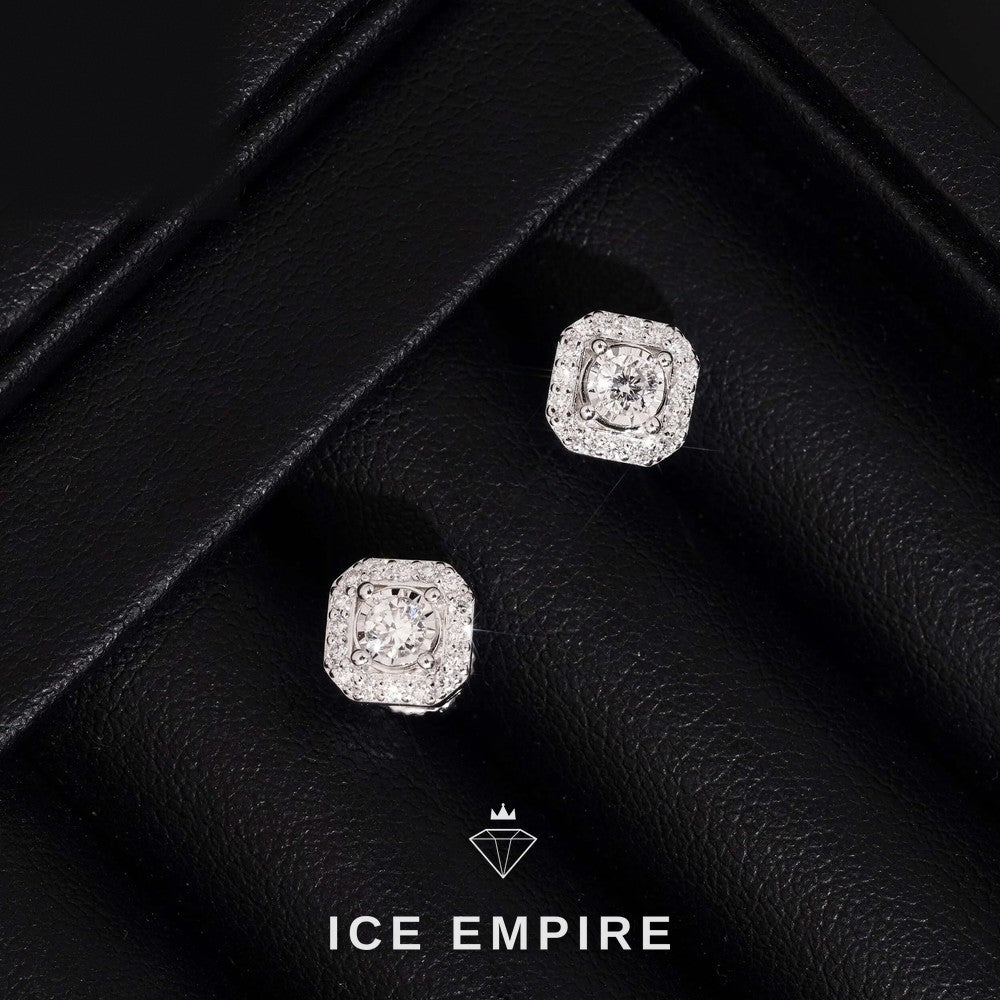 Iced Out Rose Gold Plated Lab Grown Diamond Stud Earrings