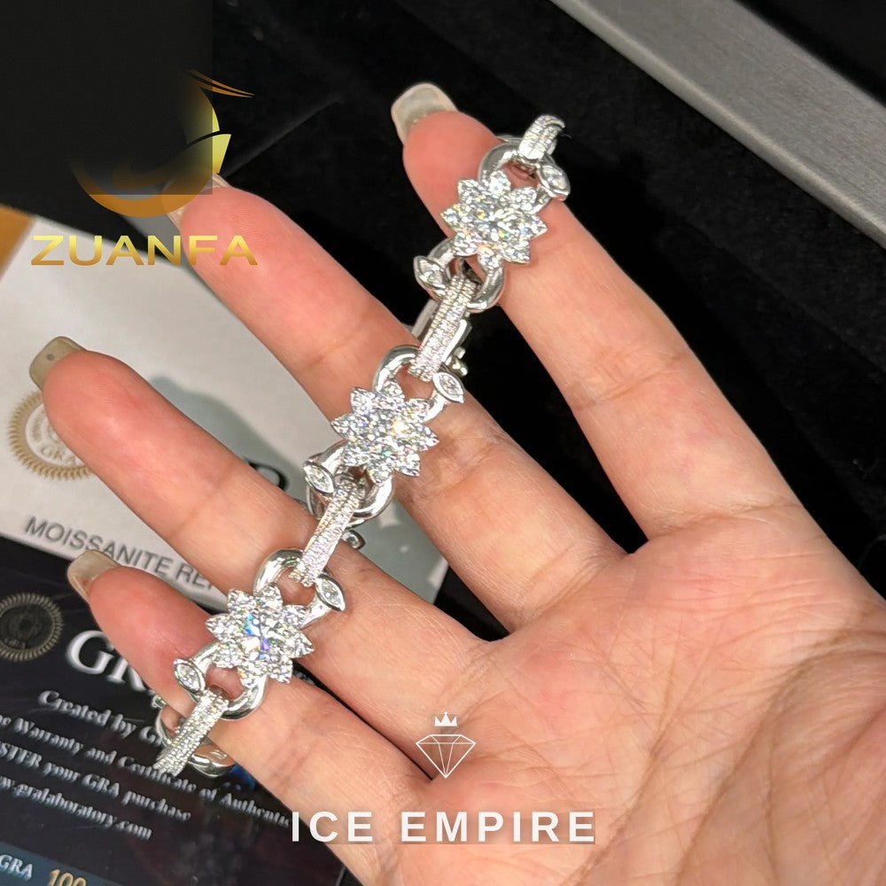 Iced Out 925 Silver Moissanite Cuban Chain