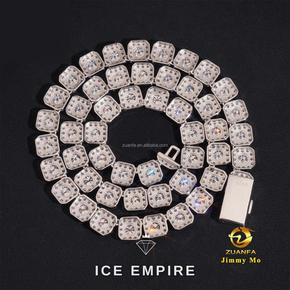 Iced Out Cluster 925 Silver Moissanite Cuban Chain