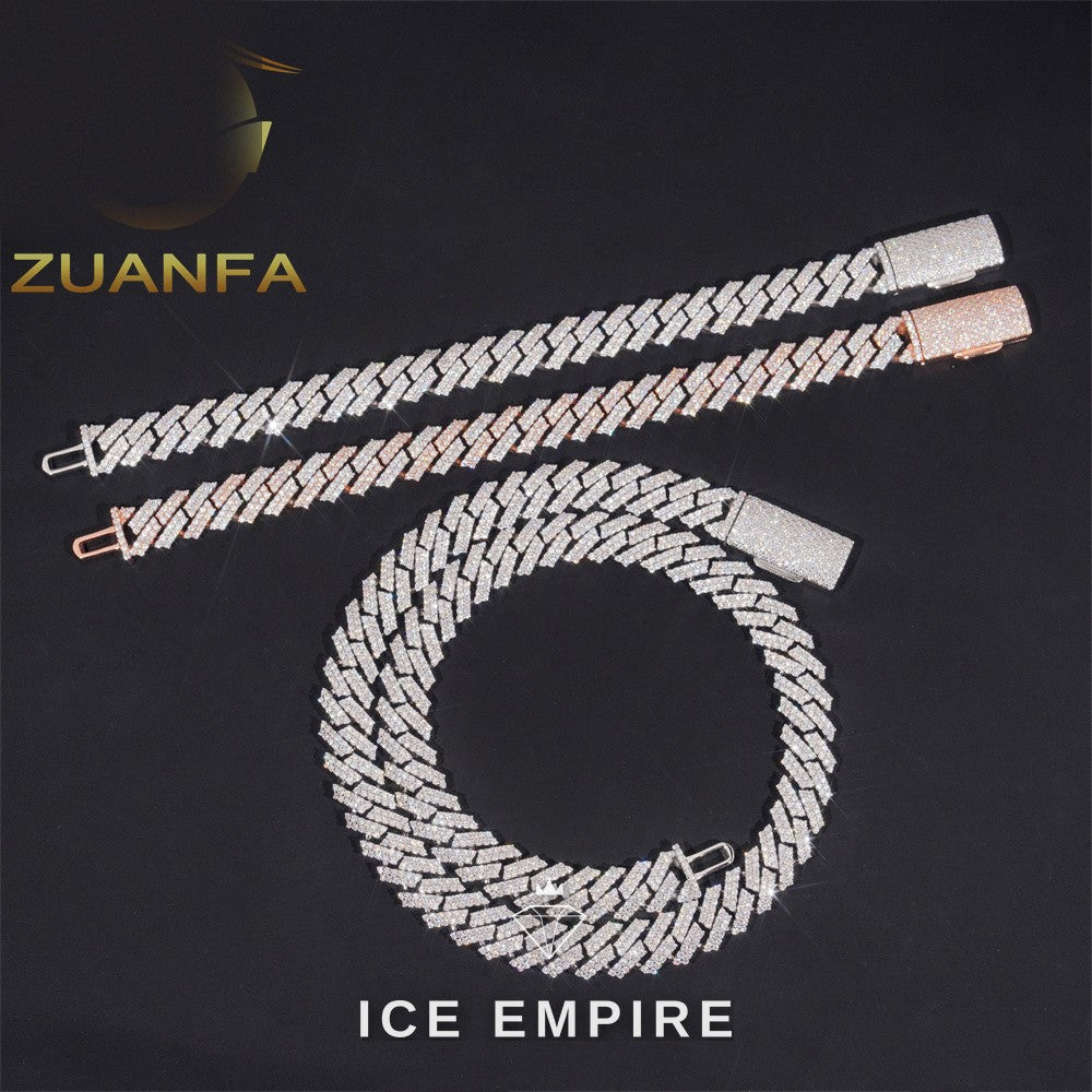 Iced Out Rose Gold Plated Moissanite Cuban Chain
