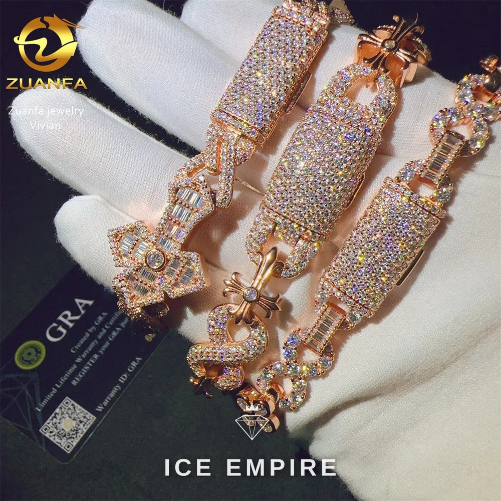 Iced Out Rose Gold Plated Moissanite Cuban Chain