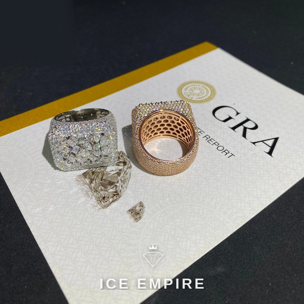 Iced Out 925 Silver Moissanite Ring