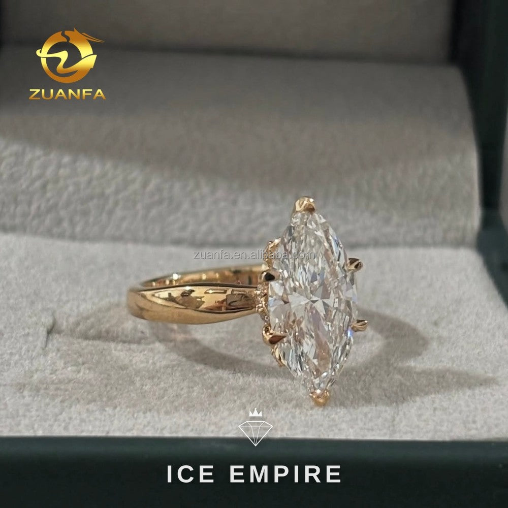 Iced Out 18K Gold Lab Grown Diamond Engagement Ring