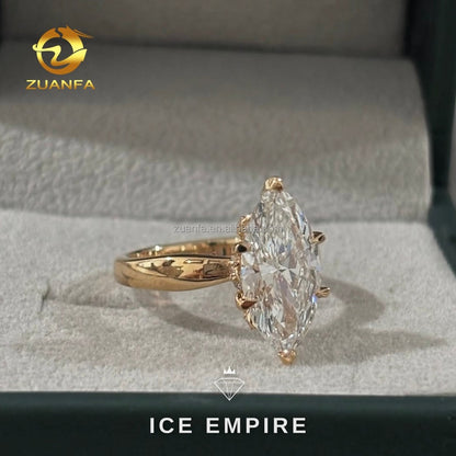 Iced Out 18K Gold Lab Grown Diamond Engagement Ring