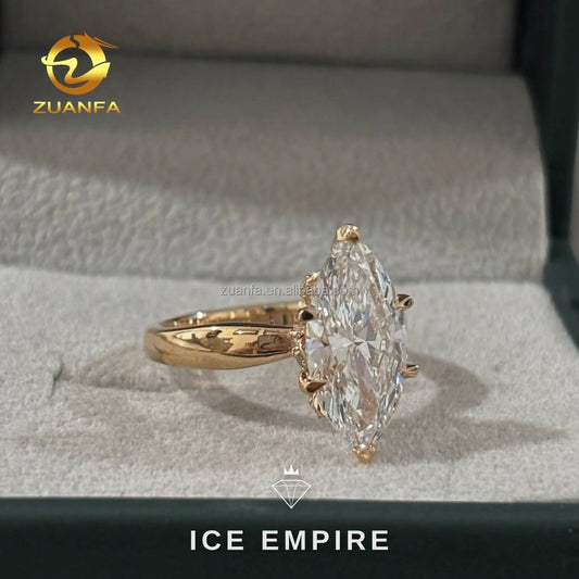 Iced Out 18K Gold Lab Grown Diamond Engagement Ring