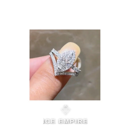 Iced Out 14K Gold Moissanite Engagement Ring