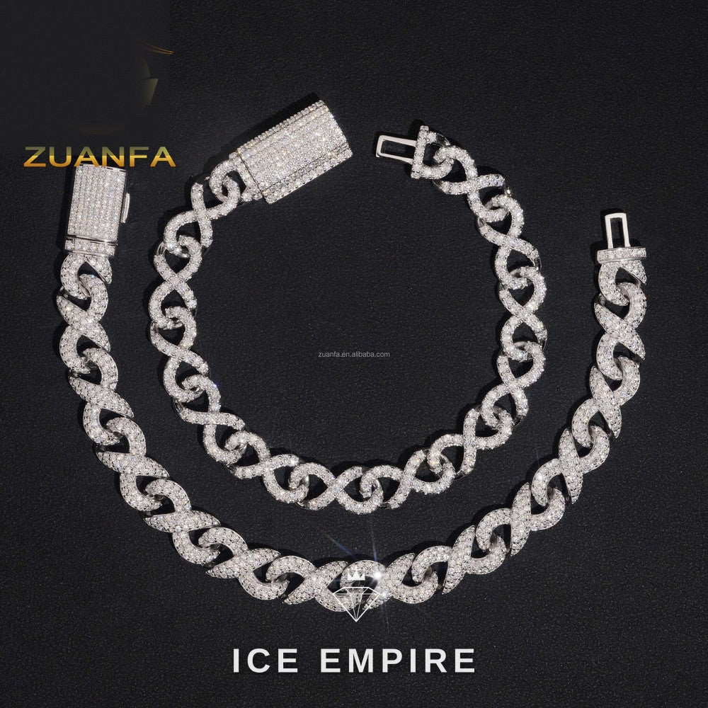 Iced Out 925 Silver Moissanite Cuban Chain