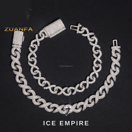 Iced Out 925 Silver Moissanite Cuban Chain