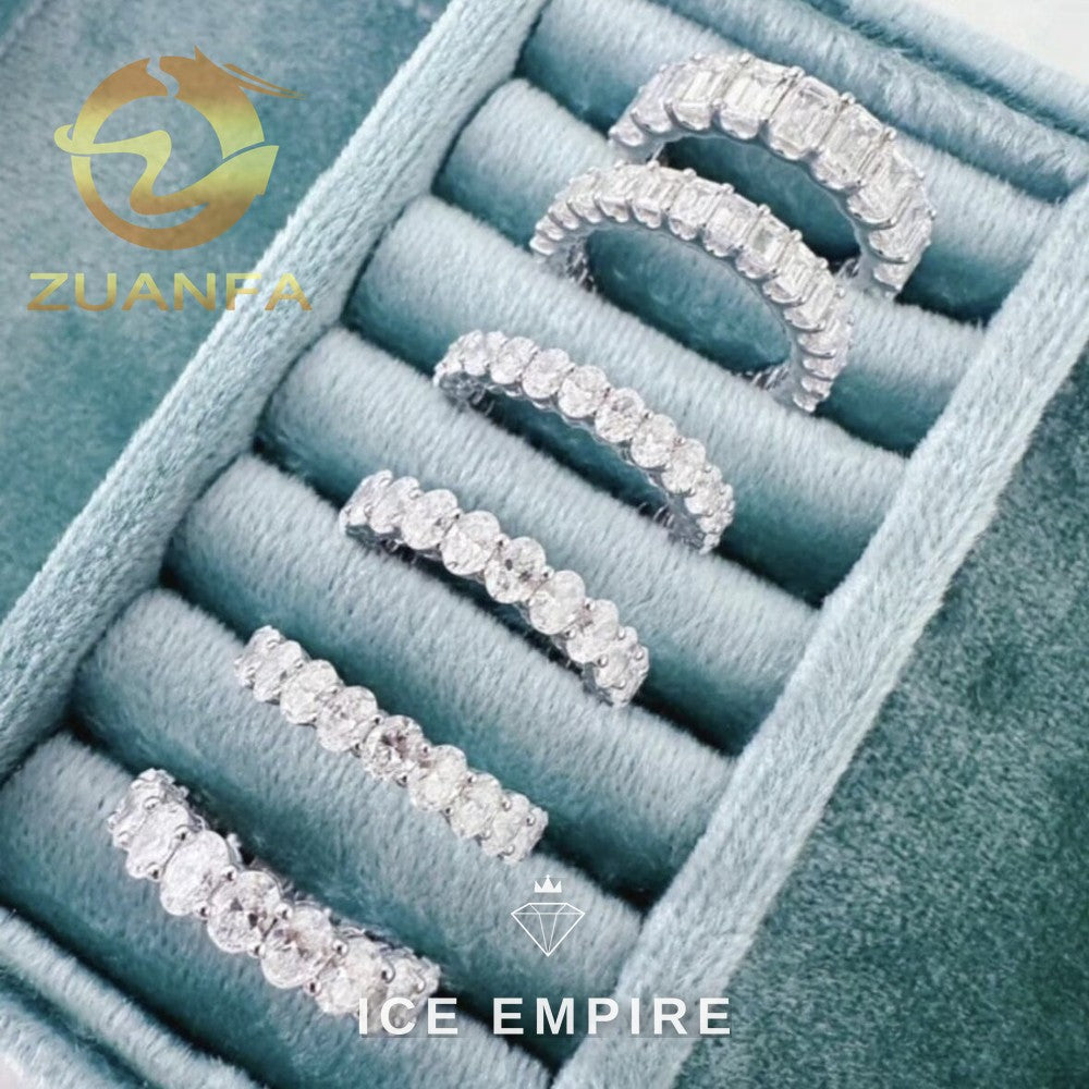 Iced Out 925 Silver Moissanite Wedding Band