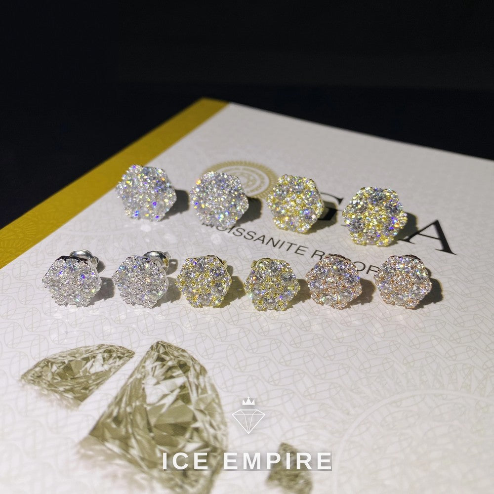 Iced Out 925 Silver Moissanite Stud Earrings