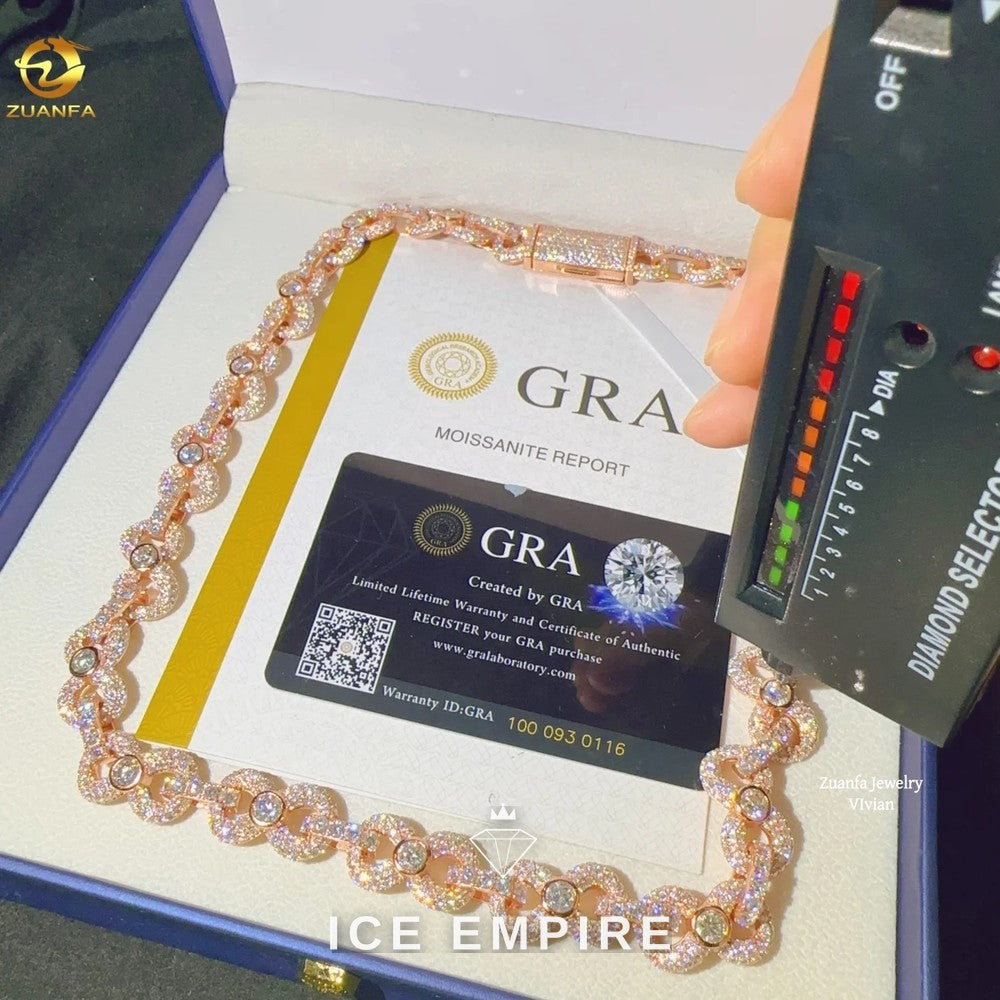 Iced Out Rose Gold Plated Moissanite Cuban Chain