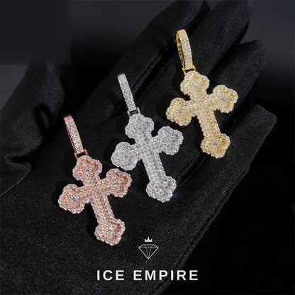 Iced Out Cross Rose Gold Plated Moissanite Pendant
