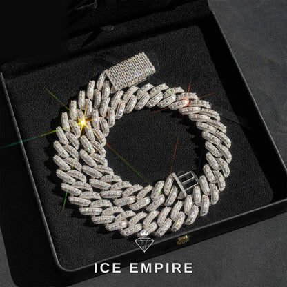 Iced Out Baguette 18K Gold Moissanite Cuban Chain