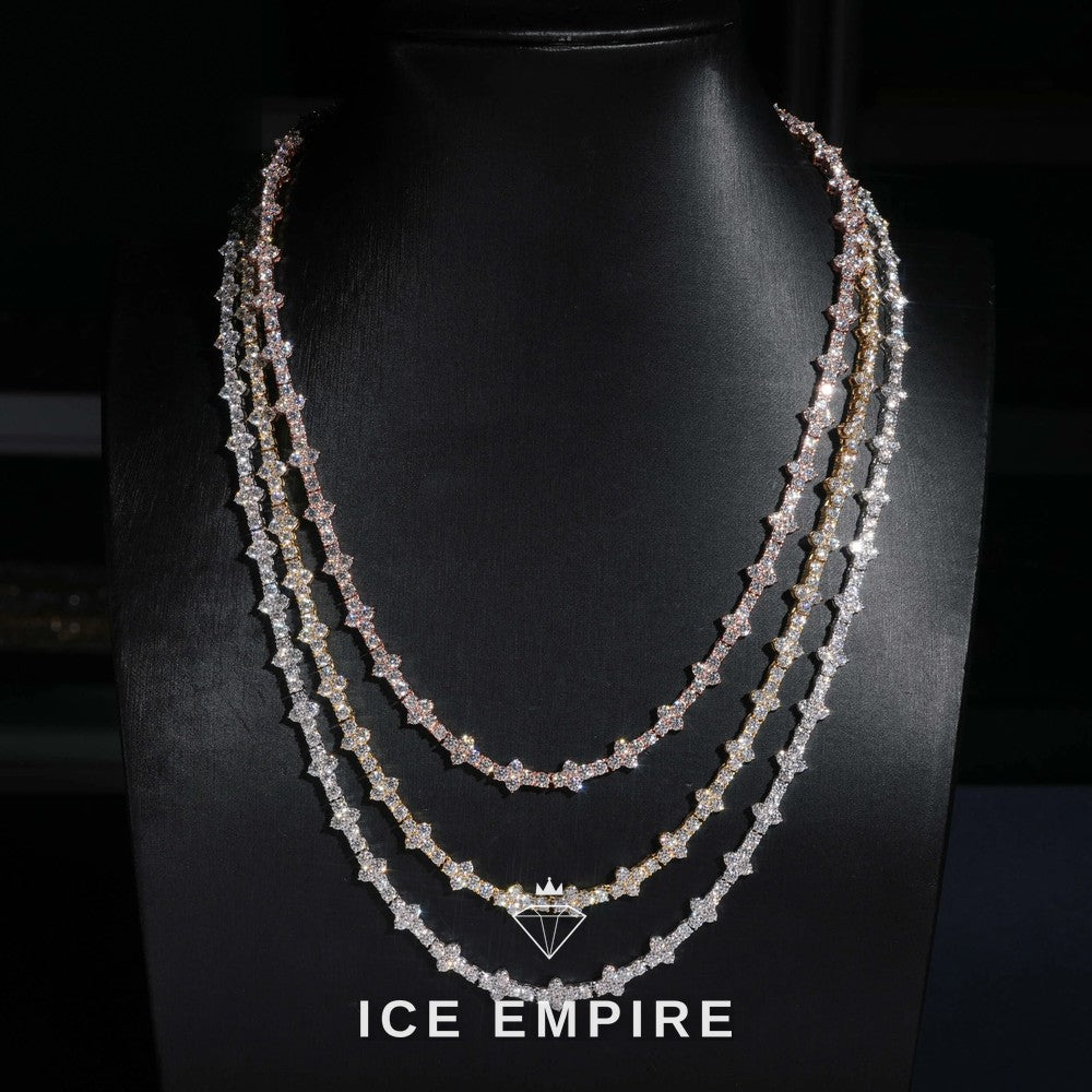 Iced Out Cross Rose Gold Plated Moissanite Cuban Chain