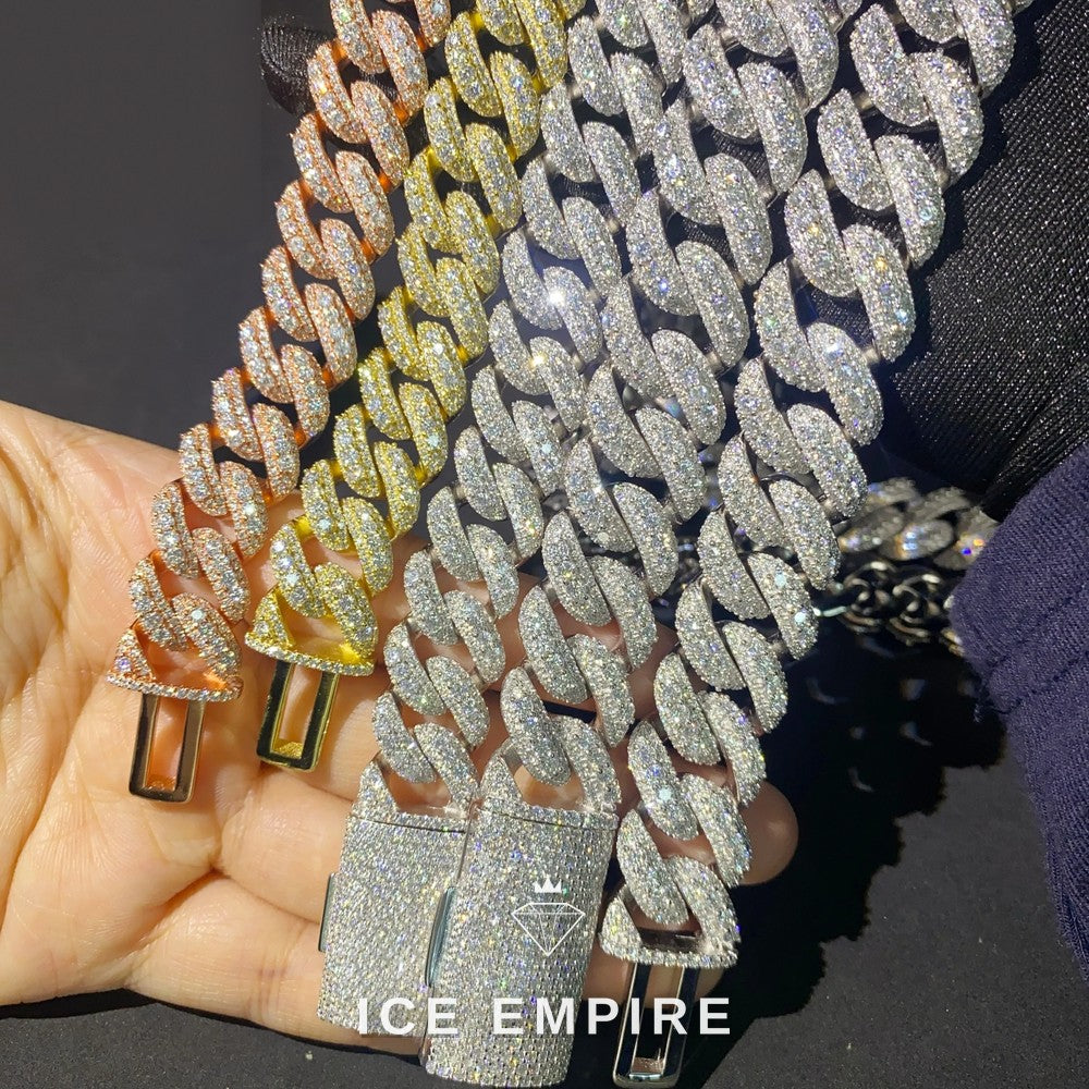 Iced Out Rose Gold Moissanite Cuban Chain