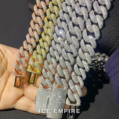Iced Out Rose Gold Moissanite Cuban Chain