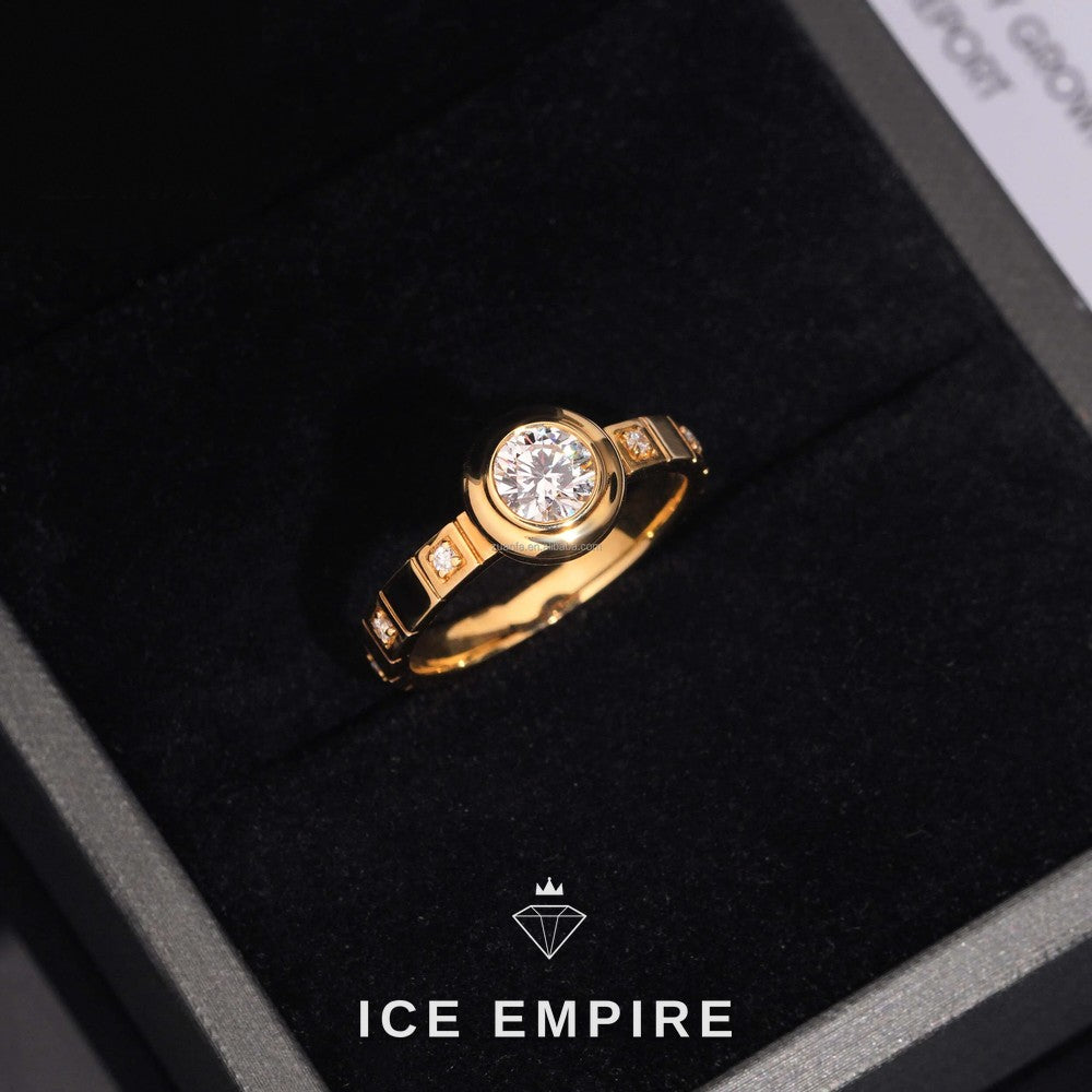 Iced Out 18K Gold Lab Grown Diamond Engagement Ring