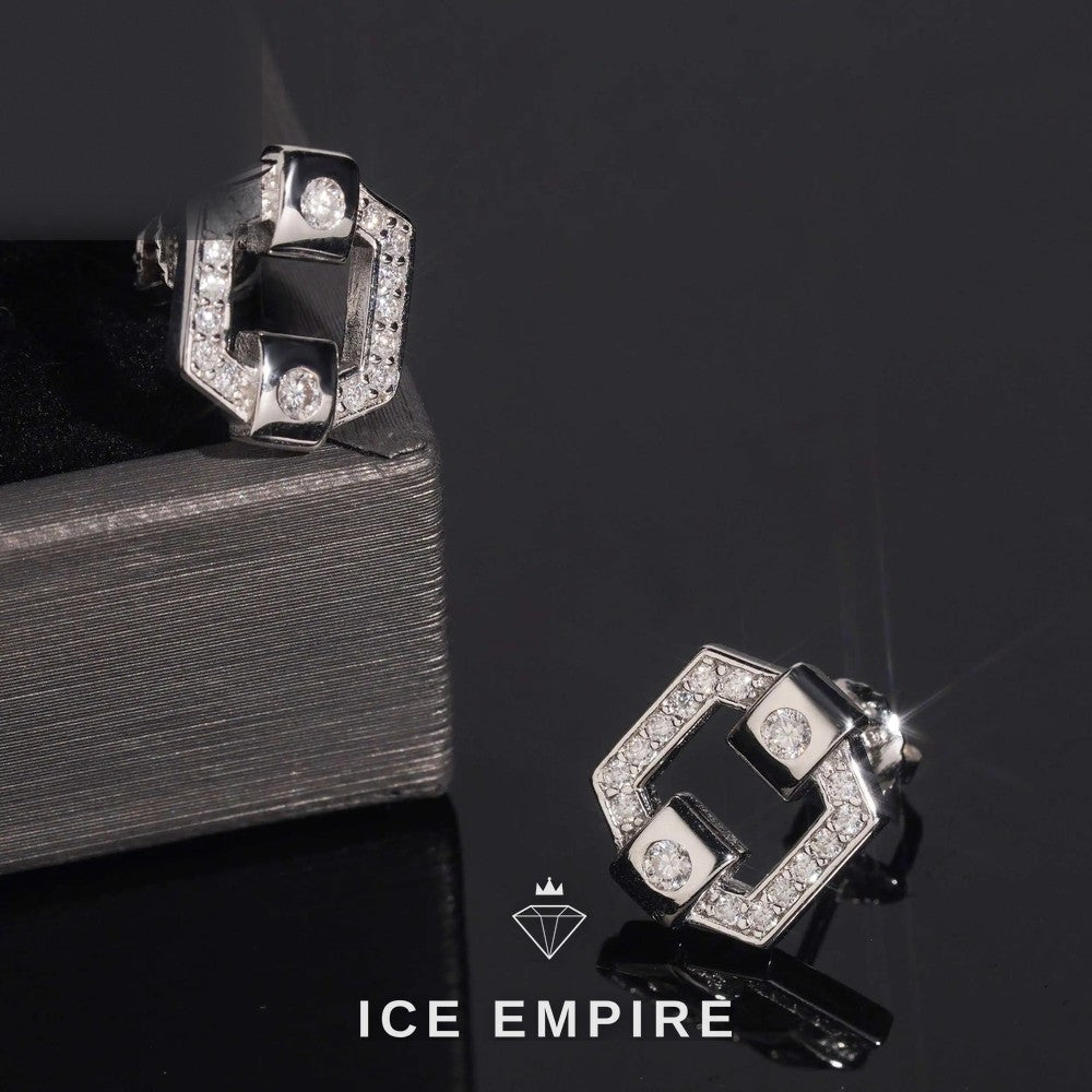 Iced Out 14K Gold Moissanite Stud Earrings
