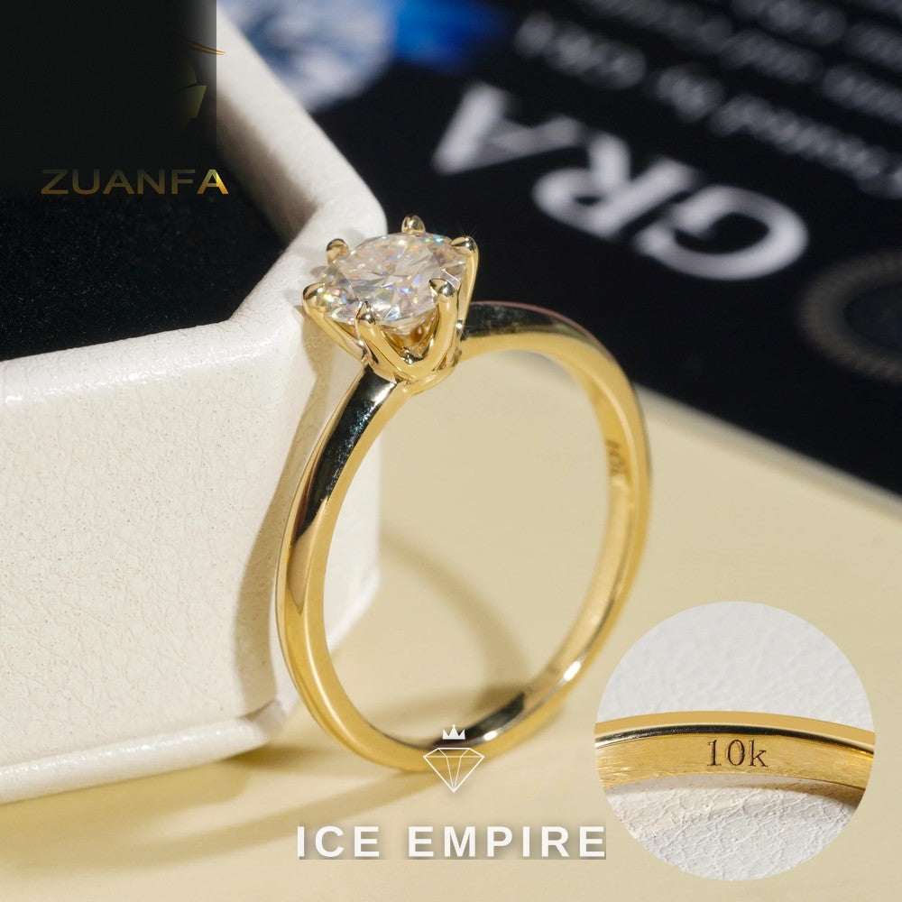 Iced Out 10K Gold Moissanite Engagement Ring