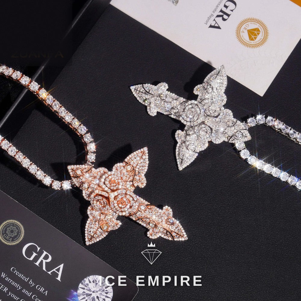 Iced Out Cross 925 Silver Pendant