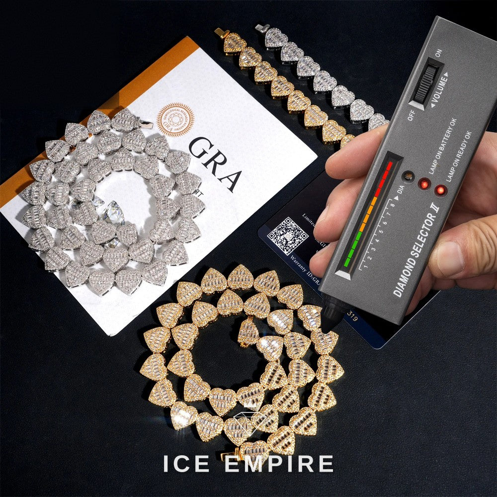 Iced Out Baguette Rose Gold Plated Moissanite Cuban Chain
