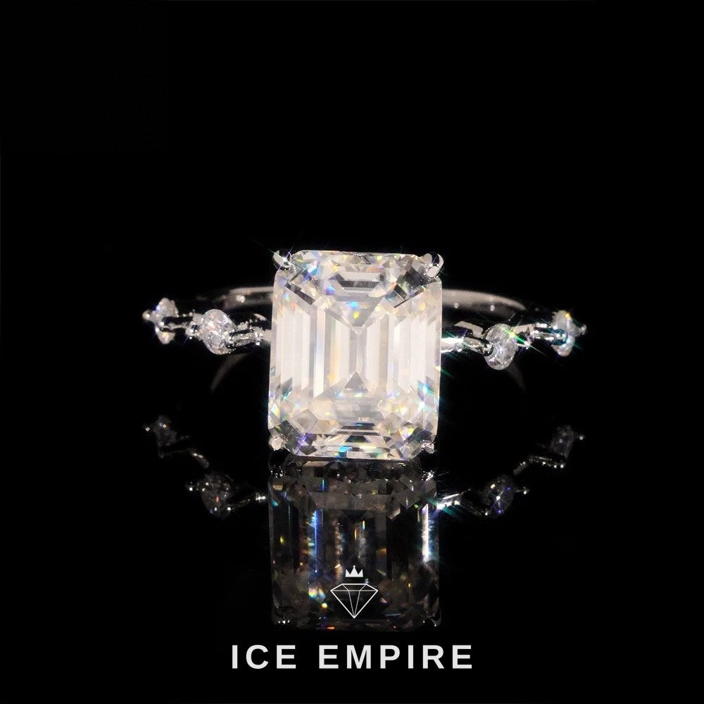 Iced Out 925 Silver Moissanite Engagement Ring